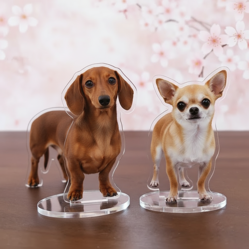 犬アクリルグッズ印刷 犬キーホルダー印刷 ペットアクスタ 犬アクスタ UVインクジェット印刷 ペットノベルティ印刷